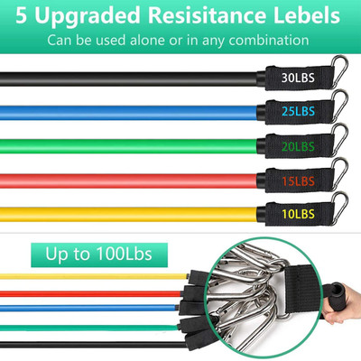 RAJBHUMI Resistance Band Set-Resistance Bands for Workout for Men & Women 11 Pcs Set Resistance Tube(Multicolor)