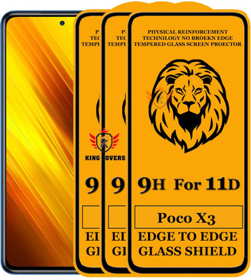 KING COVERS Edge To Edge Tempered Glass for Poco X3(Pack of 3)