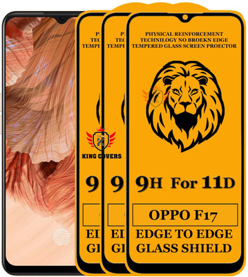 KING COVERS Edge To Edge Tempered Glass for Oppo F17(Pack of 3)