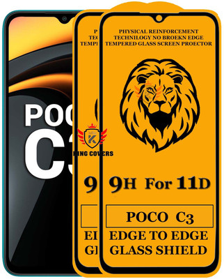 KING COVERS Edge To Edge Tempered Glass for Poco C3(Pack of 2)