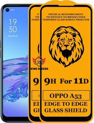 KING COVERS Edge To Edge Tempered Glass for Oppo A53(Pack of 2)