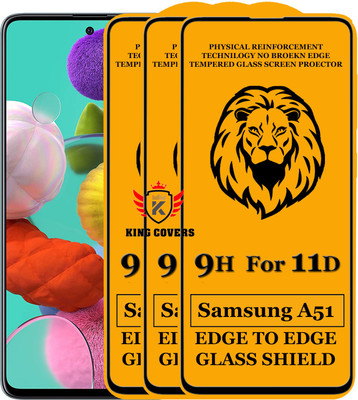 KING COVERS Edge To Edge Tempered Glass for Samsung Galaxy A51(Pack of 3)