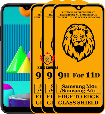 KING COVERS Edge To Edge Tempered Glass for Samsung Galaxy M01, Samsung Galaxy A01(Pack of 3)