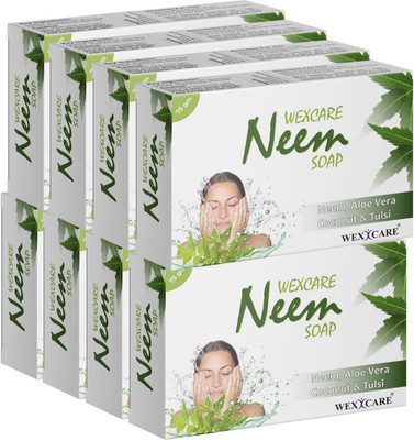 wexcare Neem soap with tulsi, aloevera & coconut, antifungal and antibacterial soap (Pack of 8)(8 x 75 g)