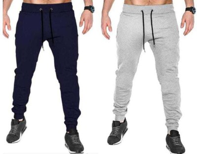 WILD KICKER Solid Men Grey, Blue Track Pants