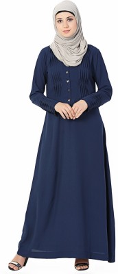 FORELEVY Polyester Solid Abaya(Blue)