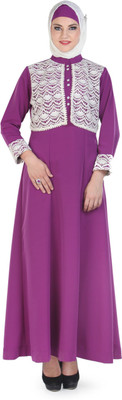 Momin Libas Polyester Solid Abaya(Purple)