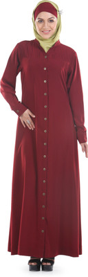 Momin Libas Polyester Solid Abaya(Maroon)
