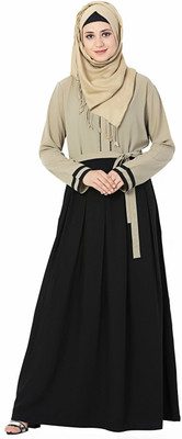 FORELEVY Polyester Solid Abaya(Blue, Beige)
