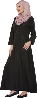 Momin Libas Polyester Solid Burqa(Black)