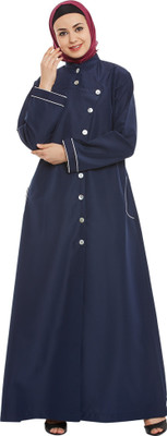 Momin Libas Polyester Solid Abaya(Blue)