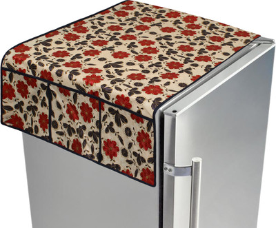 LITHARA Refrigerator  Cover(Width: 101.6 cm, Cream, Red)