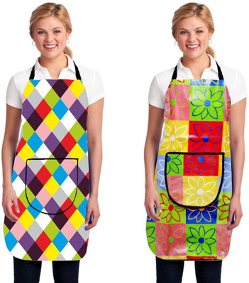 Cresset PVC Home Use Apron - Free Size(Multicolor, Pack of 2)
