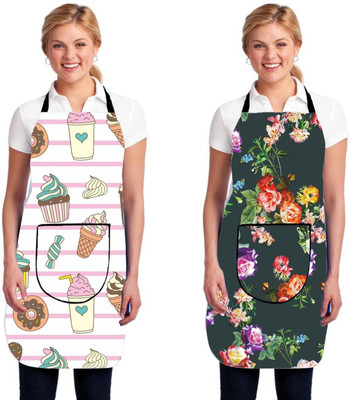 INSANESWORM Nylon Chef's Apron - Free Size(Multicolor, Pack of 2)