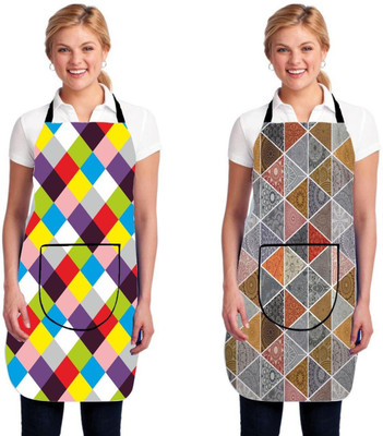 RS Creations Polyester Home Use Apron - Free Size(Multicolor, Pack of 2)