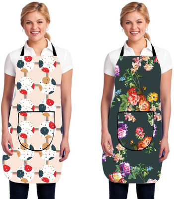 INSANESWORM Nylon Chef's Apron - Free Size(Multicolor, Pack of 2)