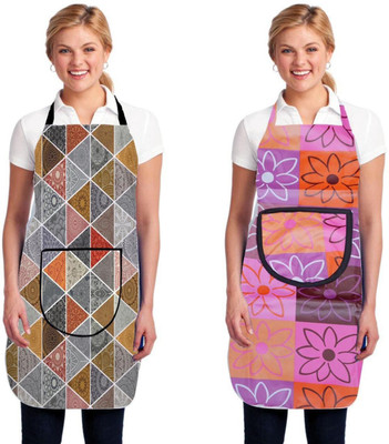 RS Creations Nylon Home Use Apron - Free Size(Multicolor, Pack of 2)