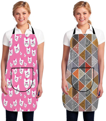 INSANESWORM Polyester Home Use Apron - Free Size(Multicolor, Pack of 2)