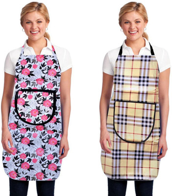 INSANESWORM Polyester Home Use Apron - Free Size(Multicolor, Pack of 2)