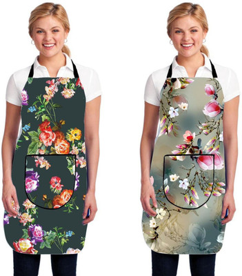 Kingly Home PVC Home Use Apron - Free Size(Multicolor, Pack of 2)