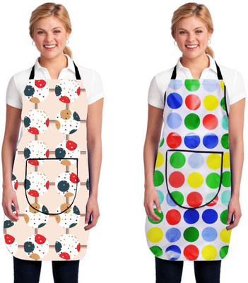 RS Creations Polyester Home Use Apron - Free Size(Multicolor, Pack of 2)