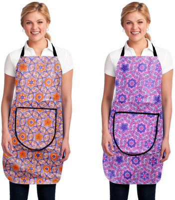 INSANESWORM Polyester Home Use Apron - Free Size(Multicolor, Pack of 2)