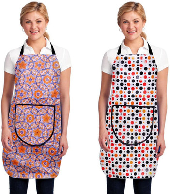 INSANESWORM Polyester Home Use Apron - Free Size(Multicolor, Pack of 2)