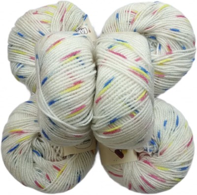 RCB Vardhman Acrylic Knitting Wool/Yarn Multi Shaded White 02 (Pack of 16) Baby Soft Wool Ball Hand Knitting Wool/Art Craft Soft Fingering Crochet Hook Yarn, Needle Knitting Yarn Thread Dyed