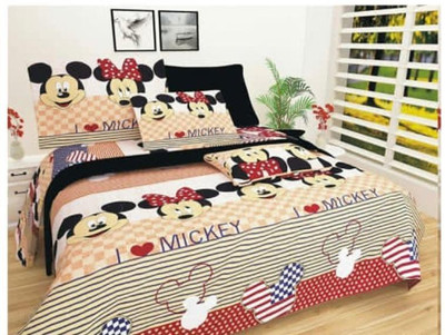 Kartikae collection 180 TC Cotton Double Cartoon Flat Bedsheet(Pack of 1, Multicolor)