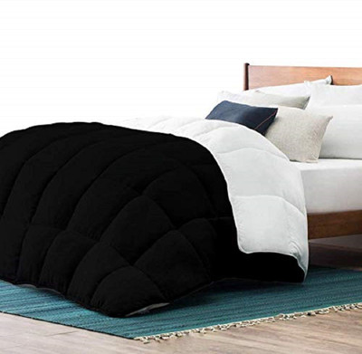 TUNDWAL'S Solid Double Comforter for  Mild Winter(Poly Cotton, BLACK::WHITE)