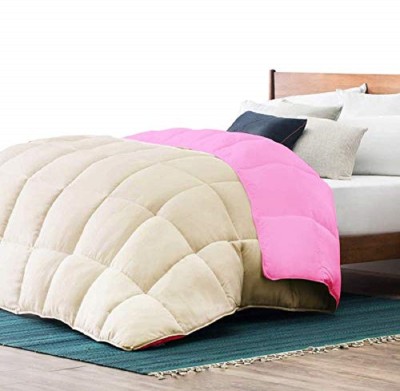 TUNDWAL'S Solid Double Comforter for  Mild Winter(Poly Cotton, OFF WHITE::BABY PINK)