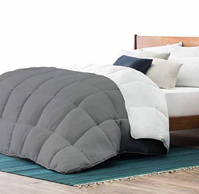 TUNDWAL'S Solid Single Comforter for  Mild Winter(Microfiber, Grey, White)