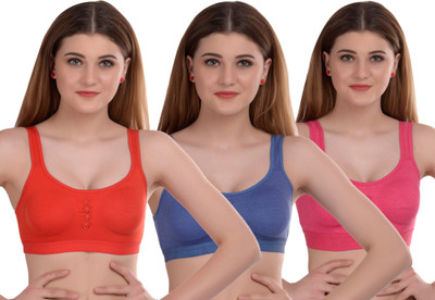 PIBU Guchi Bra Women Minimizer Non Padded Bra(Red, Blue, Pink)
