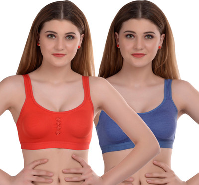 samvar Women Minimizer Non Padded Bra(Red, Blue)