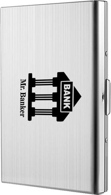 StealODeal Mr. Banker Silver Water-Resistant Stainless Steel Front Pocket 6 Card Holder(Set of 1, Silver)