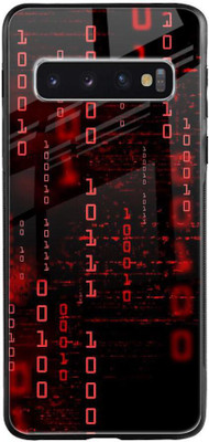 QRIOH Glass Back Cover for Samsung Galaxy S10 Plus(Black, Red, Grip Case, Silicon, Pack of: 1)