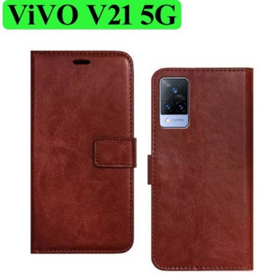 Wynhard Flip Cover for ViVO V21 5G(Brown, Grip Case, Pack of: 1)