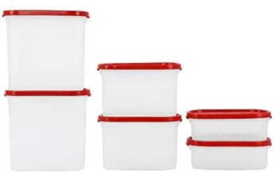 Tuqqerwere Polypropylene Tea Coffee & Sugar Container  - 1100 ml, 1800 ml, 500 ml(Pack of 6, Red)