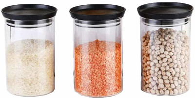 Analog Kitchenware Polypropylene Grocery Container  - 900 ml(Pack of 3, Black)