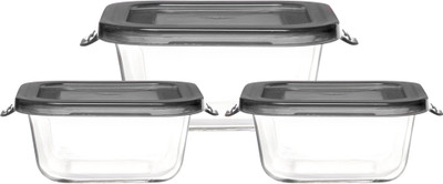 Cutting EDGE Glass Utility Container  - 550 ml, 350 ml(Pack of 3, Black)