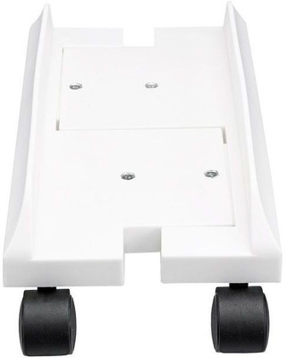 AlexVyan White Adjustable Heavy Duty Computer CPU Stand CPU Trolley with Wheels CPU Holder(Plastic)
