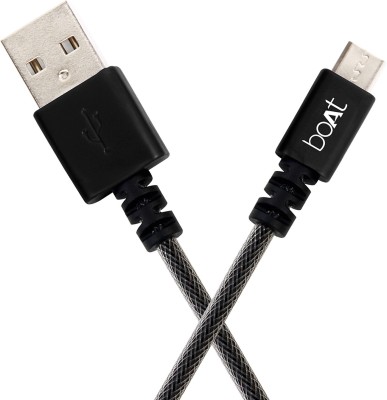 boAt Micro USB 500 Black 1.5m 1.5 m Micro USB Cable(Compatible with All Micro USB Supported Devices, Black, One Cable)