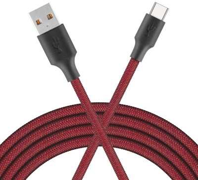 ZINUX USB Type C Cable 3 A 1.2 m copper braiding Premium Double Nylon Braided USB To TYPE-C Cable For ANDROID Mobile (1.2M, RED)(Compatible with ANDROID DEVICE, Red, One Cable)