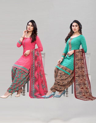 Siril Crepe Floral Print, Geometric Print, Printed Salwar Suit Material(Unstitched)