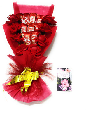 FluteRey CHOCOLATE BOUQUET WITH THANK YOU SO MUCH CARD Paper Gift Box(Red)