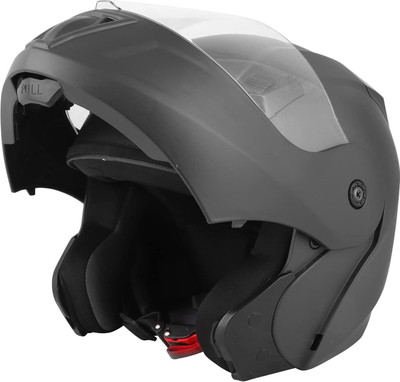 O2 PROX Full Face Flip Up with Scratch Resistant Clear Visor & Cross Ventilation Motorbike Helmet(Matte Black)