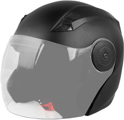 O2 PROX Open Face Helmet with Clear Scratch Resistant Visor & Adjustable Strap Motorbike Helmet(Black)