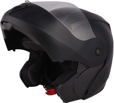 O2 PROX Full Face Flip Up with Scratch Resistant Clear Visor & Cross Ventilation Motorbike Helmet(Black)