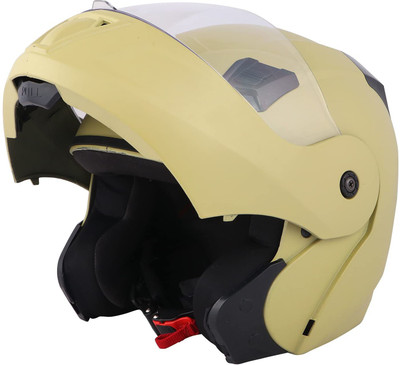 O2 PROX Full Face Flip Up with Scratch Resistant Clear Visor & Cross Ventilation Motorbike Helmet(Desert Storm)
