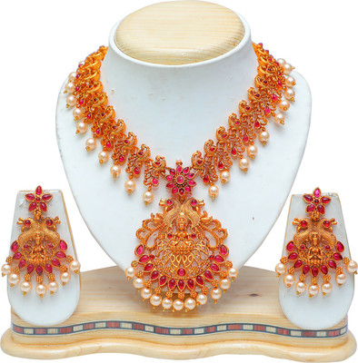 Swarajshop Alloy Gold-plated Maroon Jewellery Set(Pack of 1)